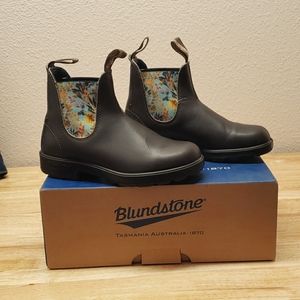 BLUNDSTONE Brown/Botanical Teal Leather Boots